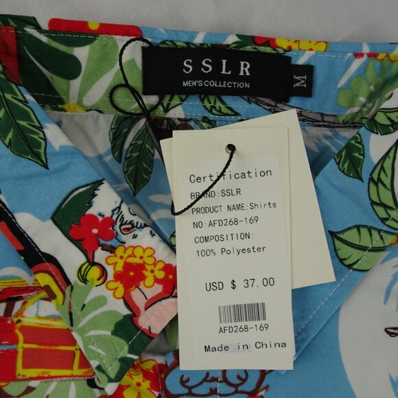 SSLR Men's Collection Christmas Hawaiian Button Up Shirt Size M - Picture 4 of 7